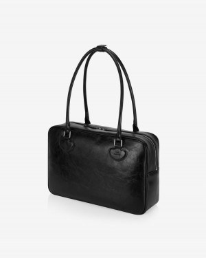 Women's Find Kapoor Heart Bag 36 Crinkled Tote Briefcase Black | BCA3746KT