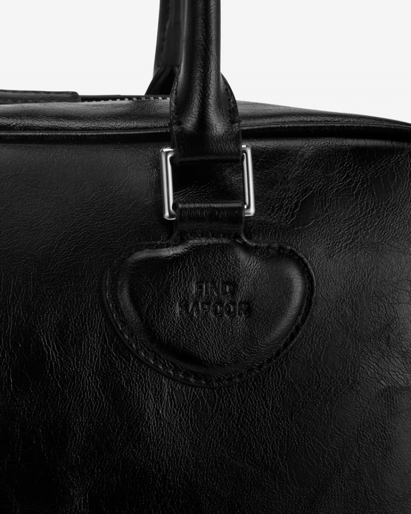 Women's Find Kapoor Heart Bag 36 Crinkled Tote Briefcase Black | BCA3746KT