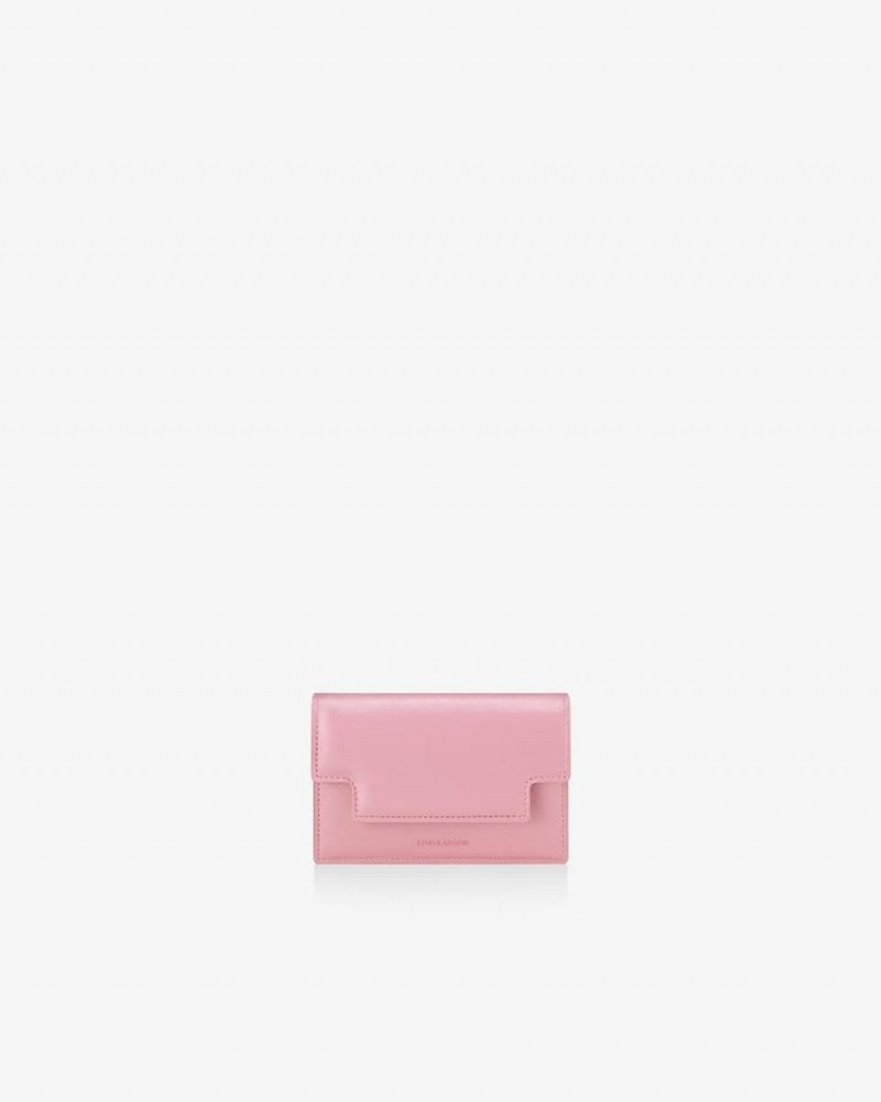 Women's Find Kapoor Marty Card Crinkled Tote Wallets Pink | UAL878FN