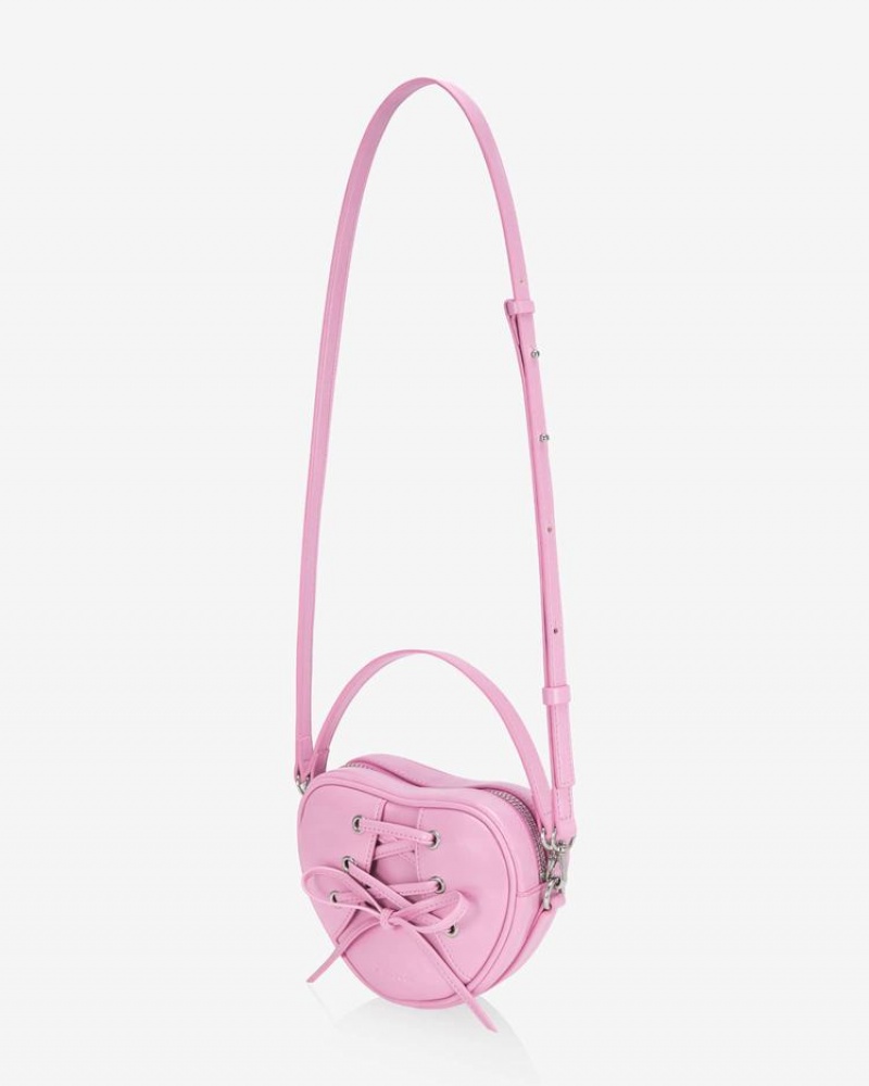 Women's Find Kapoor Ribbon Tie Heart Tote Crossbody Bags Pink | FQO2210AN