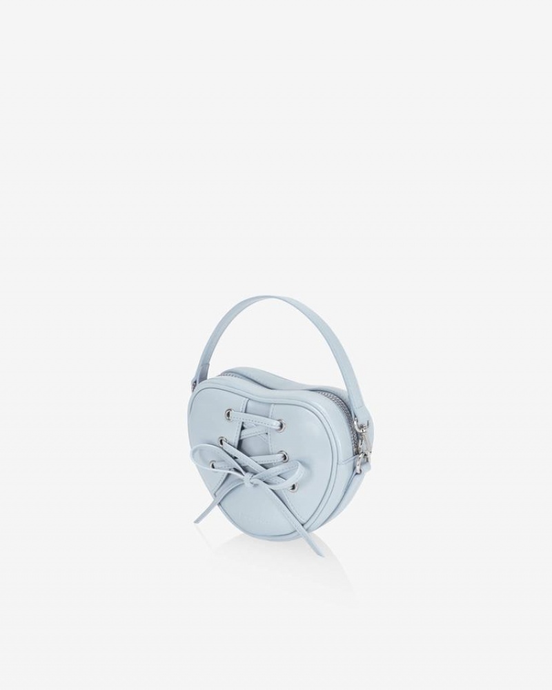 Women's Find Kapoor Ribbon Tie Heart Tote Crossbody Bags Grey Blue | YRM2274BM