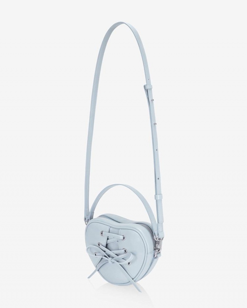 Women's Find Kapoor Ribbon Tie Heart Tote Crossbody Bags Grey Blue | YRM2274BM